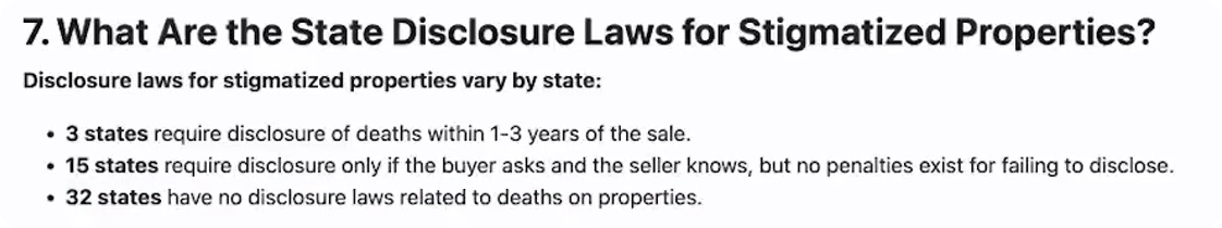 diedinhouse.com FAQ: 32 states have no disclosure laws related to deaths on properties